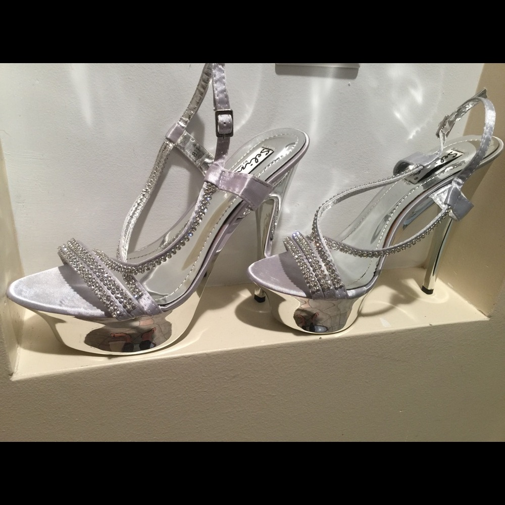 Silver Rhinestone Platformed Heels